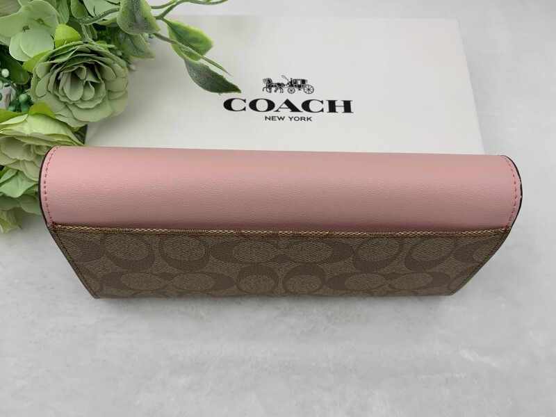 コーチ COACH レディース レザー 2つ折り 新品未使用 小銭入れ付き シグネチャー スリム ウォレット ピンク系 F54022 C032_画像5