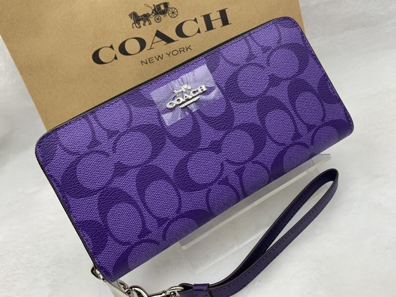 COACH 財布 コーチ 長財布 パープル レディース 贈り物 ギフト シグネチャー ロング ジップ 新品未使用 ブランド ファッション C4452 A158_画像2