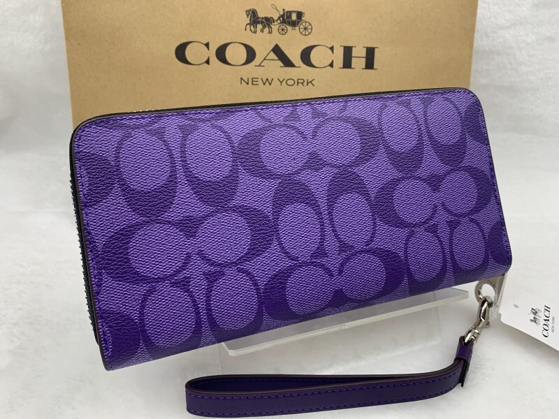 COACH 財布 コーチ 長財布 パープル レディース 贈り物 ギフト シグネチャー ロング ジップ 新品未使用 ブランド ファッション C4452 A158_画像3