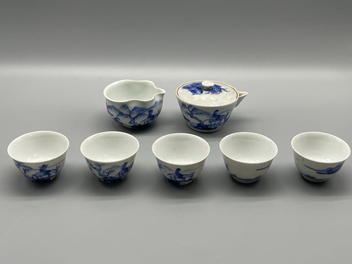 古日本★三浦竹泉造★青花染付 煎茶道具セット_画像1