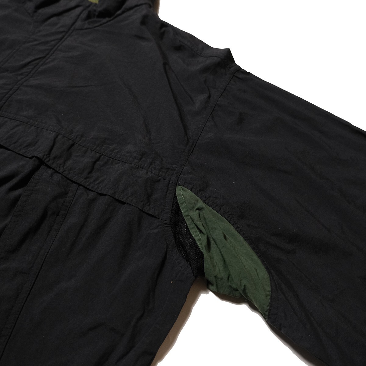 00’s ティンバーランド プルオーバー ナイロンジャケット 黒×緑 (XXL) ブラック アノラック 00年代 旧タグ オールド Timberland 2000年製_画像3