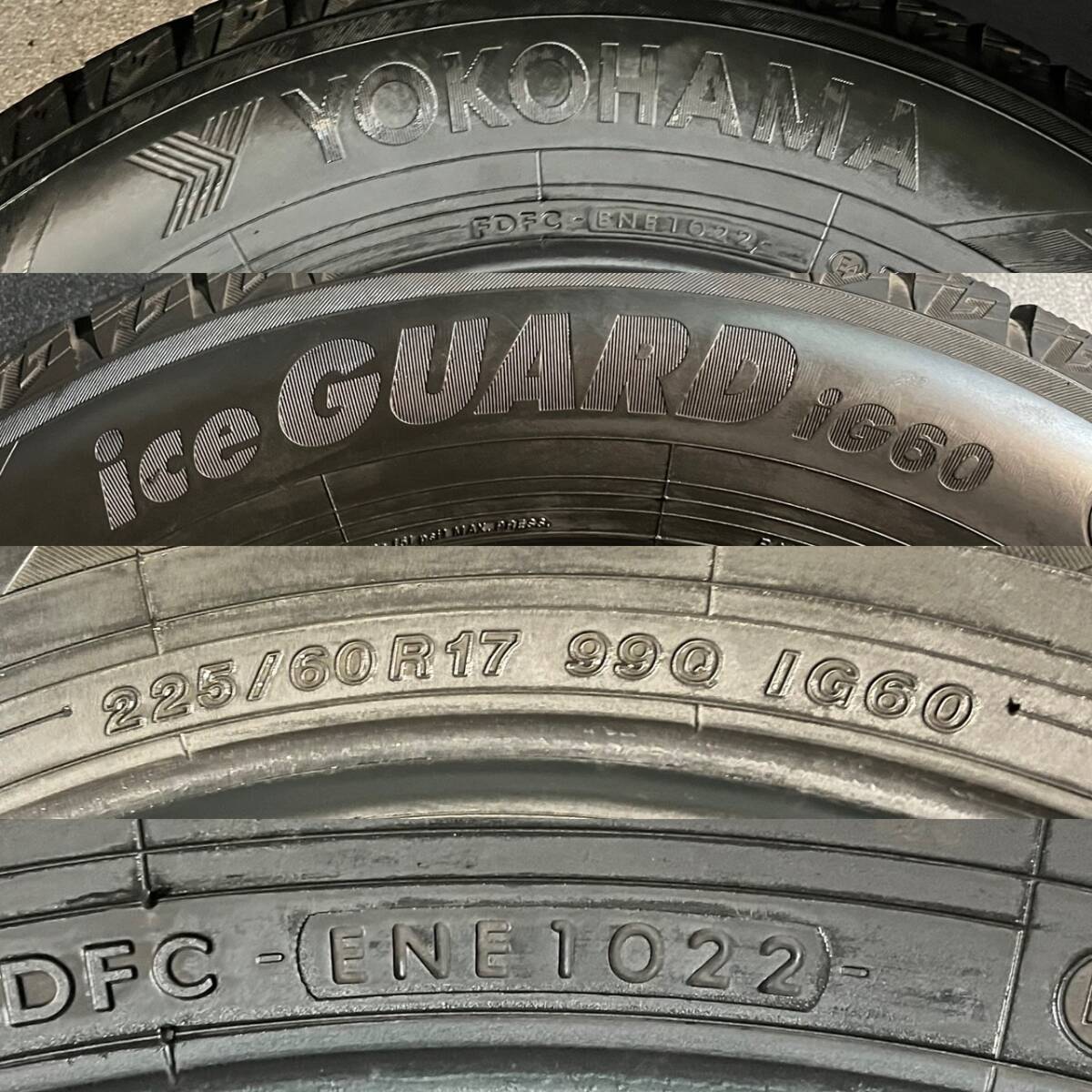 2022年製 約8.7~9.2分山 ヨコハマ YOKOHAMA アイスガード ice GUARD iG60 スタッドレス 225/60R17 4本 送料無料 h_781_画像7