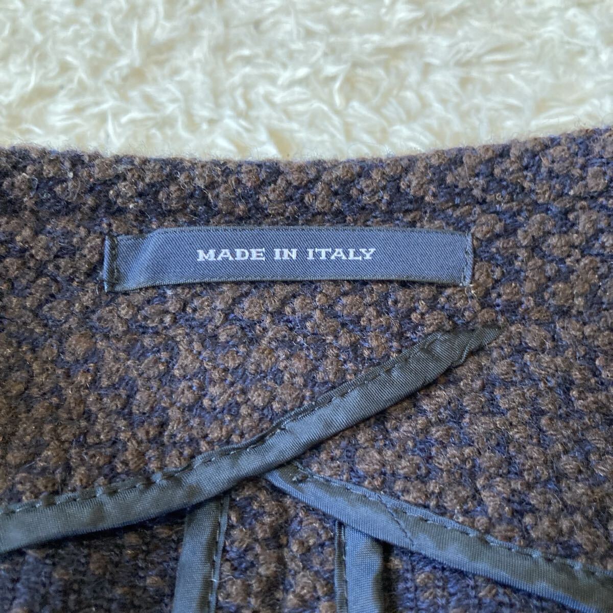 極美品!!希少Lサイズ!! Tagliatore タリアトーレ MONTECARLO テーラードジャケット ダブル ブレスト ツイード メタルボタン 48 ブラウン_画像7