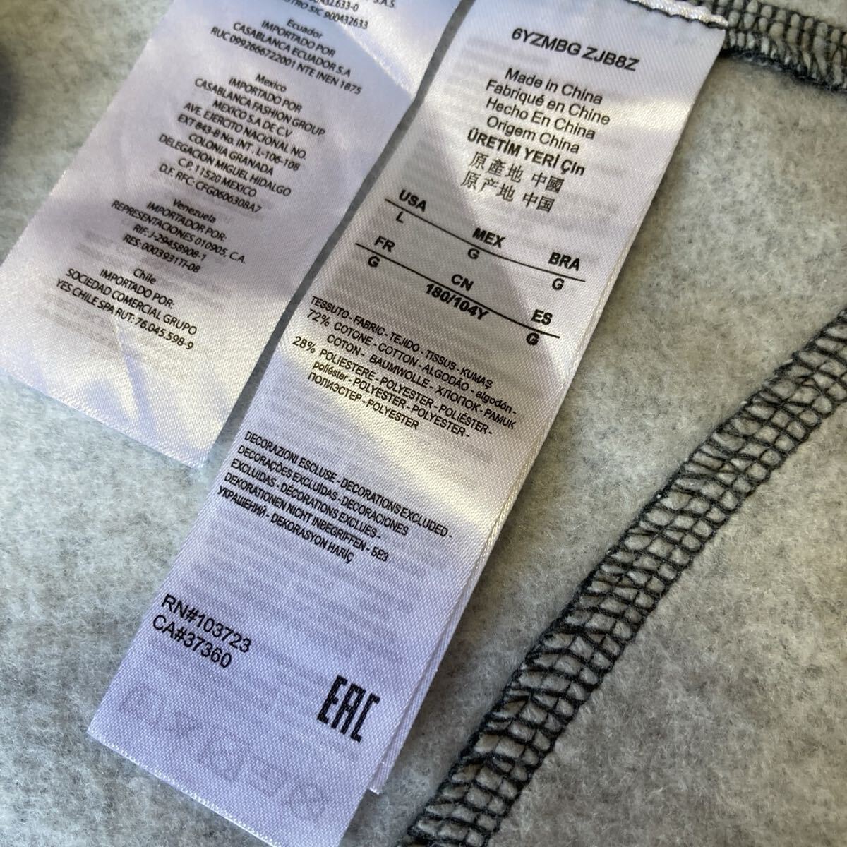 極美品!! 希少Lサイズ!! アルマーニエクスチェンジ ARMANI スウェット セミダブルライダースジャケット ブルゾン Wジップ ロゴ グレー_画像8