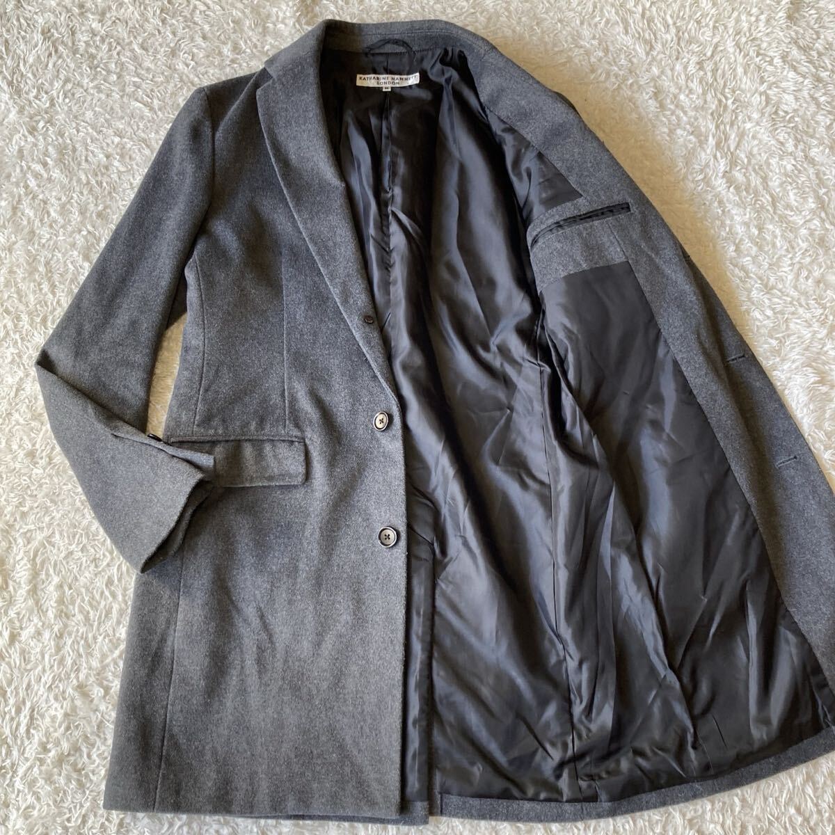 極美品!! キャサリンハムネット KATHARINE HAMNETT LONDON チェスターコート Mサイズ グレー　秋冬_画像1