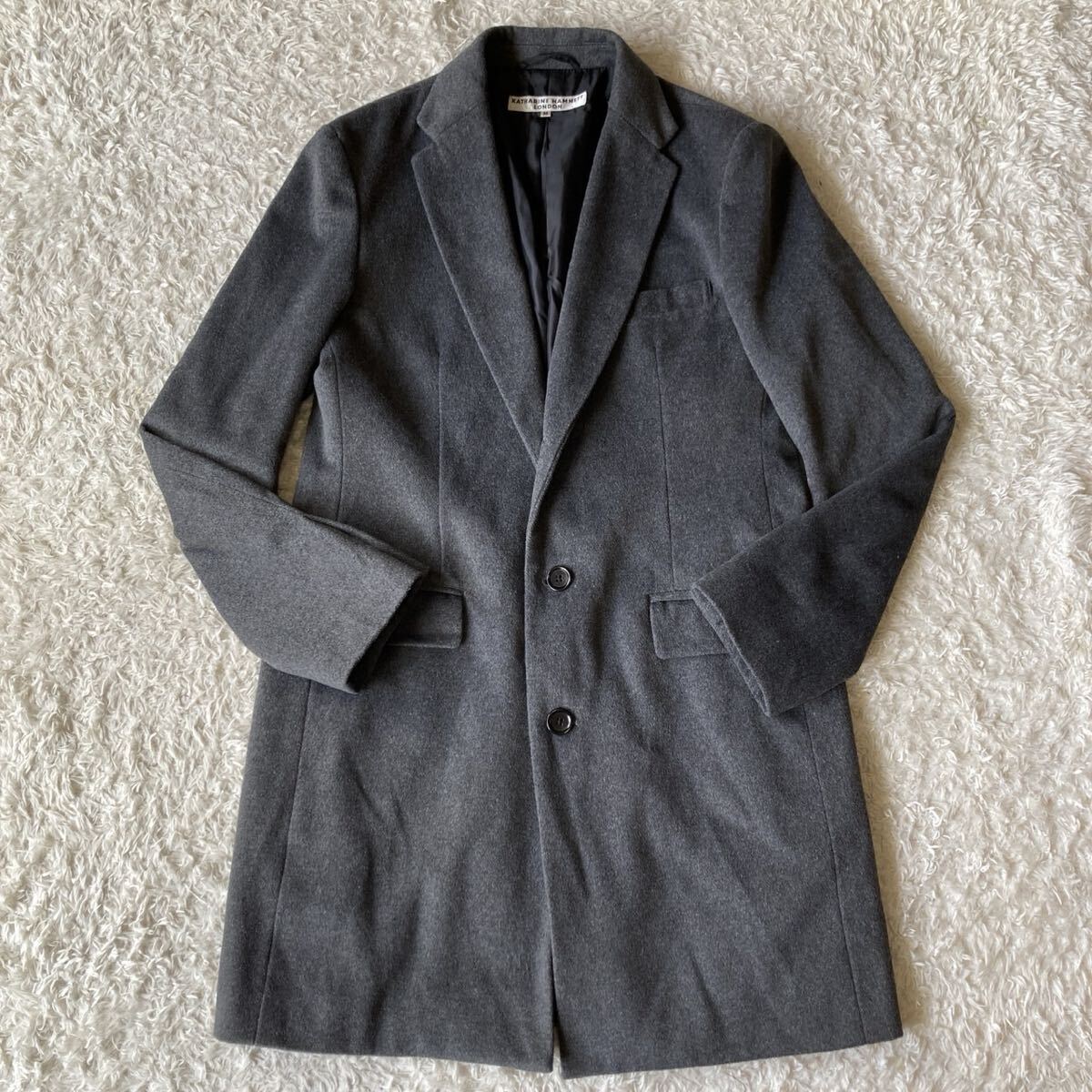 極美品!! キャサリンハムネット KATHARINE HAMNETT LONDON チェスターコート Mサイズ グレー　秋冬_画像2