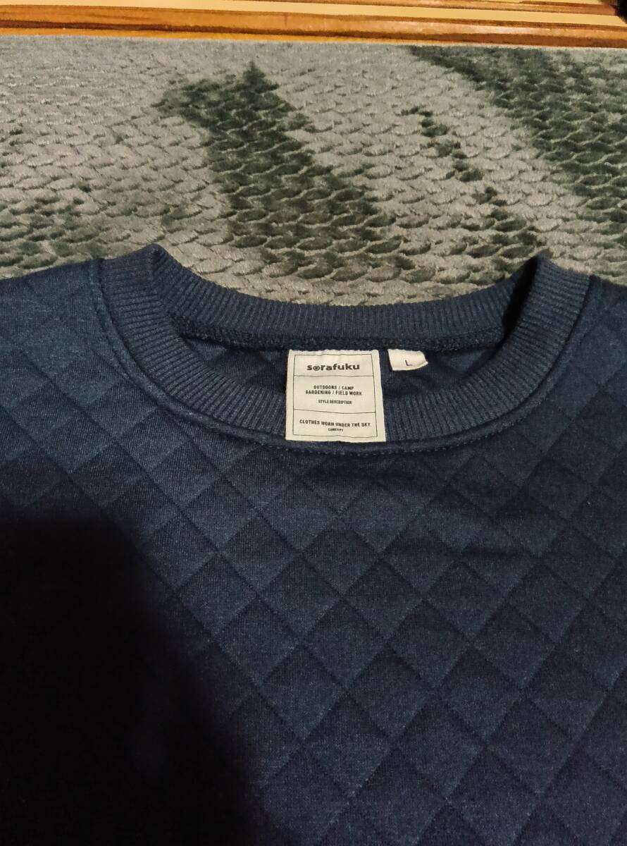 1円〜スタート キルティング模様 ゆったりトレーナー 紺色 ネイビー L_画像3