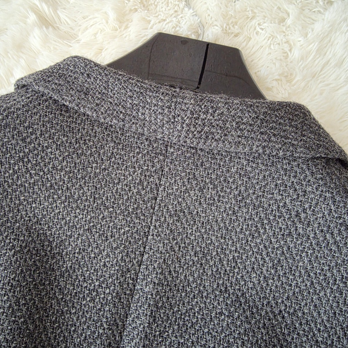 美品/L位 ●UNITED ARROWS ニット テーラードジャケット ユナイテッドアローズ 近年モデル ウール100% グレー系 軽量 羽織り メンズ 48_画像9