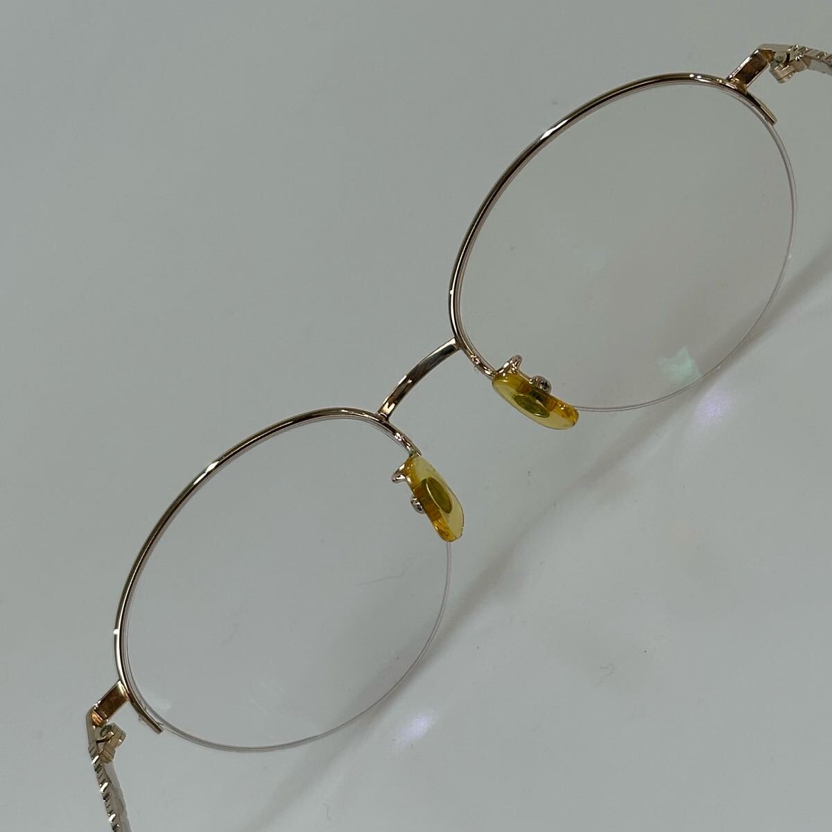 90's FENDI FE-5002 ハーフリム 度入り メガネ フレーム 54□17 140 ゴールド ロゴ 眼鏡 サングラス フェンディ vintage レディース_画像6