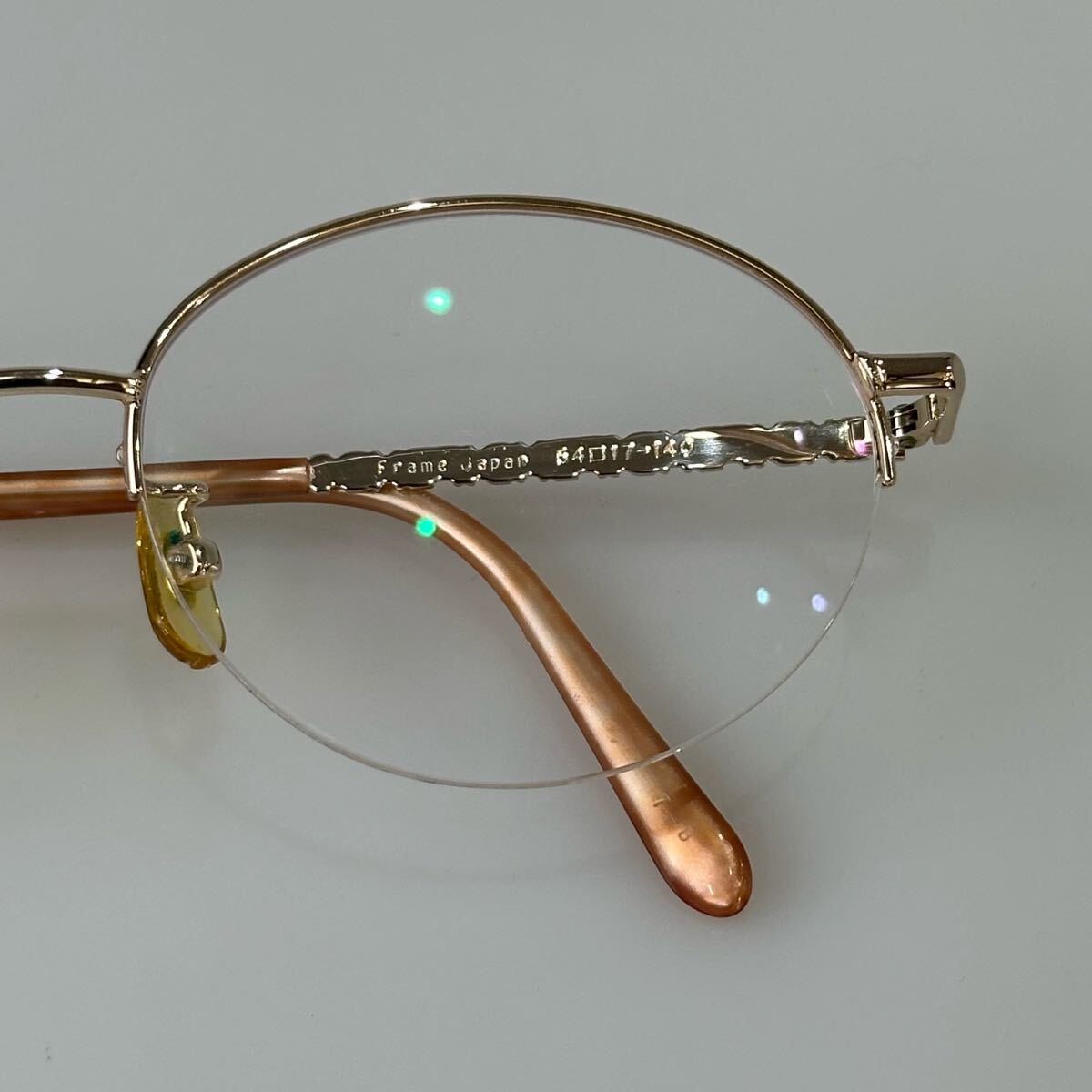 90's FENDI FE-5002 ハーフリム 度入り メガネ フレーム 54□17 140 ゴールド ロゴ 眼鏡 サングラス フェンディ vintage レディース_画像8