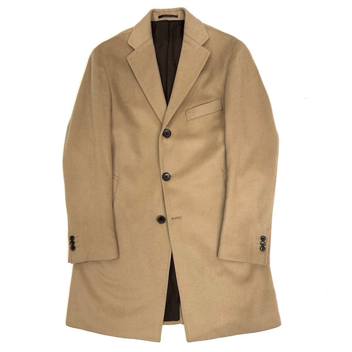 良品!! EDIFICE エディフィス ウール カシミヤ チェスターコート(48)ベージュ メンズ アウター_画像2