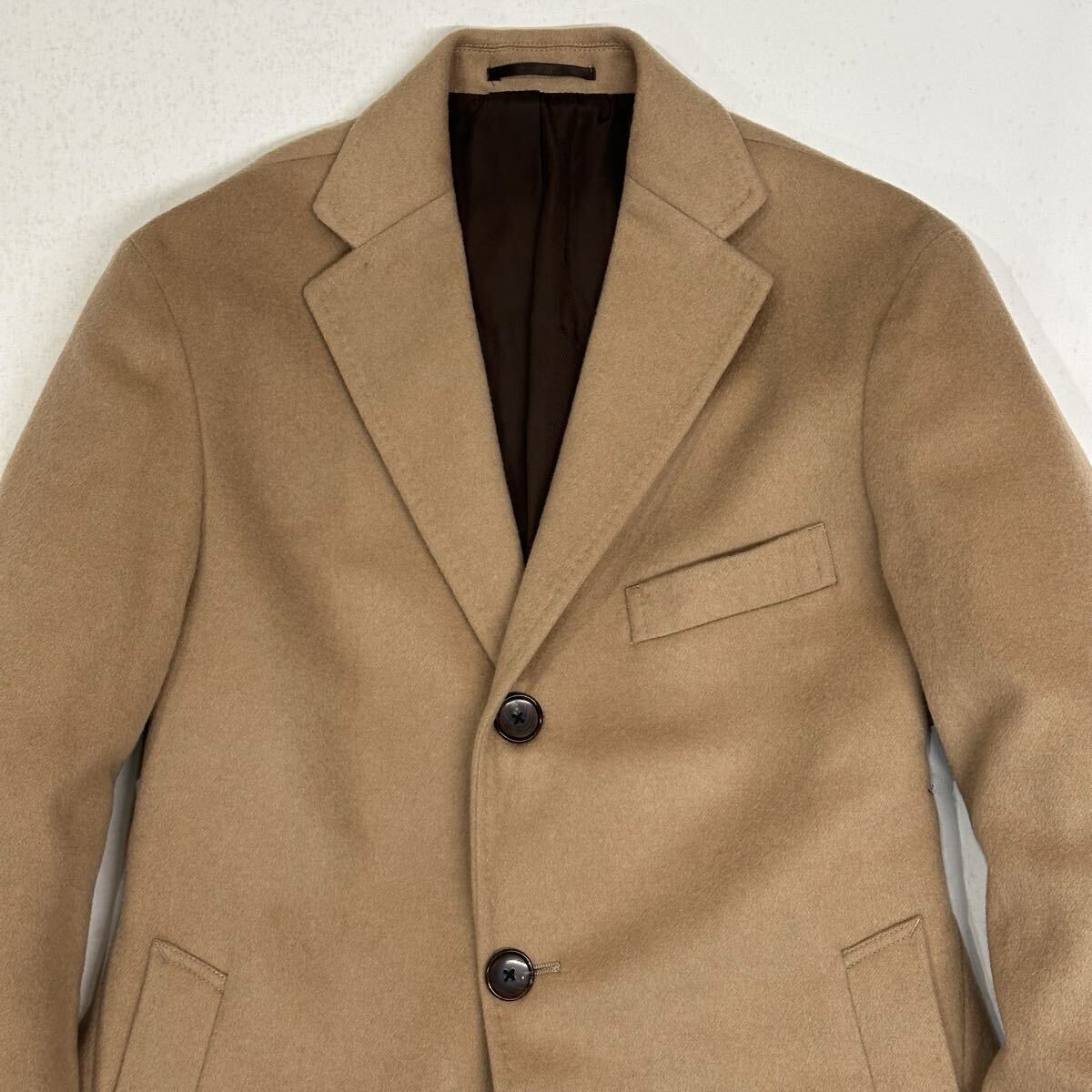 良品!! EDIFICE エディフィス ウール カシミヤ チェスターコート(48)ベージュ メンズ アウター_画像8