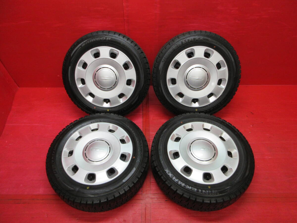 フィアット 500 チンクエチェント純正14インチホイール 4本 5.5J +35 4H 98 DUNLOP WINTER MAXX 175/65R14 スタッドレスタイヤ FIAT 500_画像1