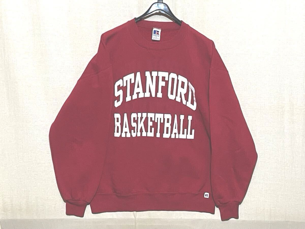 【90s Russell】ラッセル スウェット トレーナー エンジ サイズXL USA製 STANFORD スタンフォード vintage ビンテージ _画像1