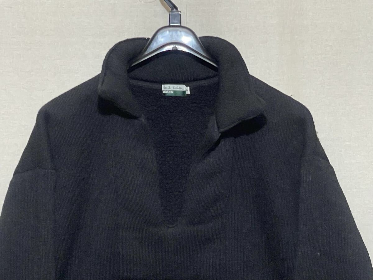 【 Paul Smith Jeans】ポールスミス フリース プルオーバージャケット サイズL ブラック クロ 黒 日本製 made in Japan_画像4