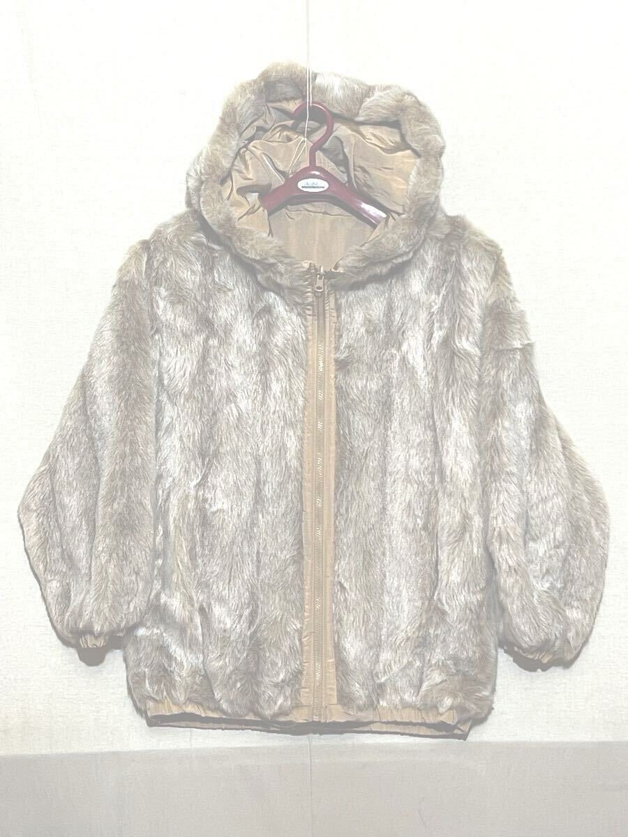 【80s Marvin Richards】USA製 マーヴィンリチャーズ リバーシブル フェイクファー ジャケット 男女 フード J.PERCY vintage ビンテージ XS_画像3