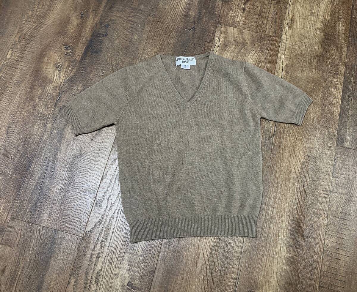 福祉バザー　ナチュラルビューティーベーシック★カシミヤ１００％半袖ニットM_画像1