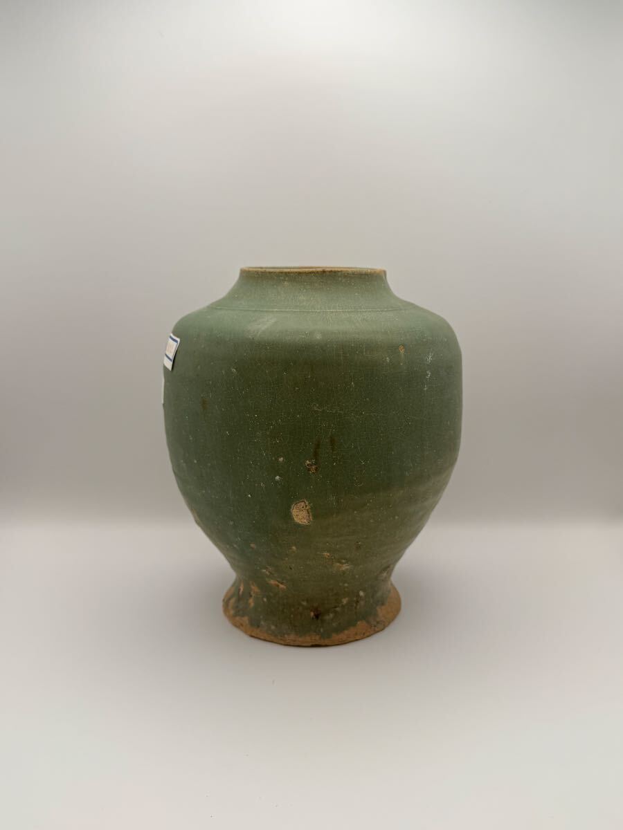 中国美術 唐代 唐時代沙窯花瓶 陶器 置物 青磁器 青華 花入 古物保証 中国古玩 唐物 青磁 香炉 時代物 極上品 青磁 時代箱付_画像3