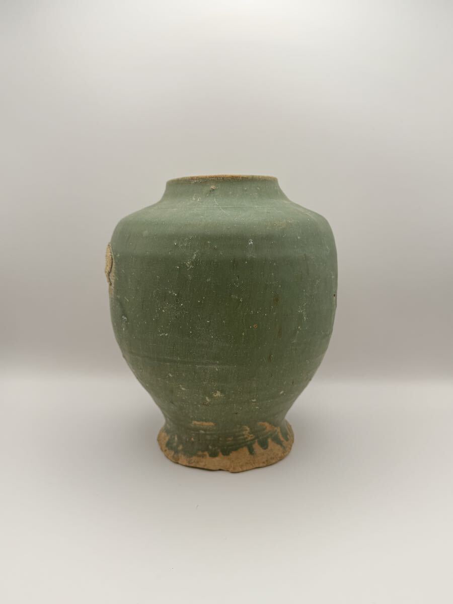 中国美術 唐代 唐時代沙窯花瓶 陶器 置物 青磁器 青華 花入 古物保証 中国古玩 唐物 青磁 香炉 時代物 極上品 青磁 時代箱付_画像5