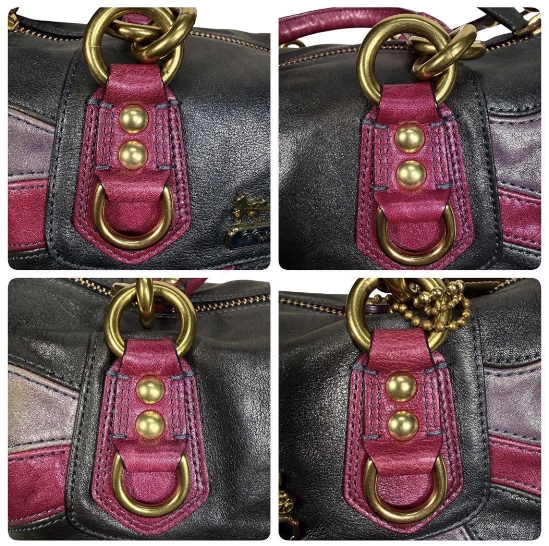 COACH マディソン オンブレ カーフレザー サッチェル 2way ゴールド金具 メタリックラメ ショルダーバッグ ハンドバッグコーチ _画像7