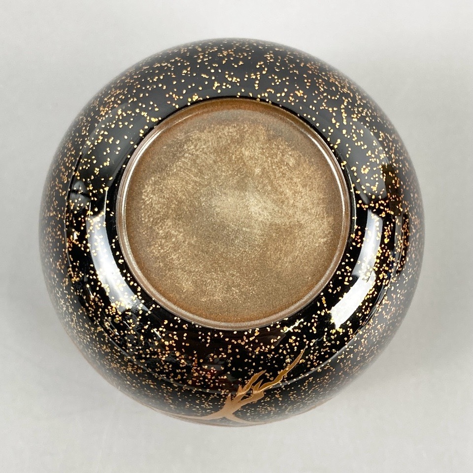 塗師 川瀬表完作 若松蒔絵大棗 内銀溜 共箱 茶入 漆器 茶道具 4315386_画像9