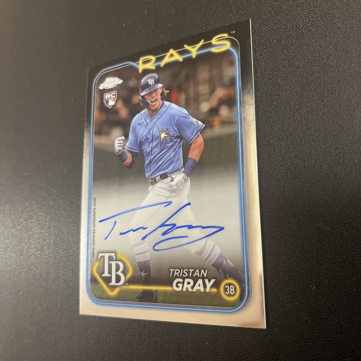 Tristan Gray Auto 2024 Topps Chrome 直筆サイン Tampa Bay Rays RC ルーキー Rookie カード トリスタングレイ Baseball_画像3