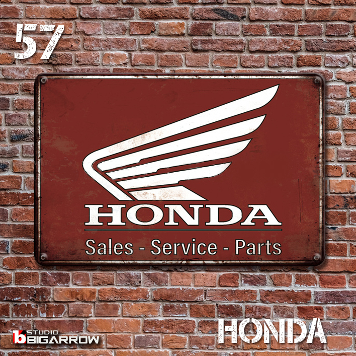 57 ブリキ看板 20×30㎝ HONDA ホンダ ガレージ メタルプレート アメリカンインテリア USフェンス 世田谷ベース_画像2
