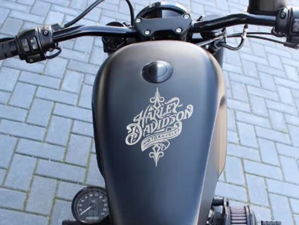 【新品・即決】 #白シルバー ハーレー ダビットソン 20cm*24cm ステッカー ボディ タンク ガラス バイク モーターサイクル PVC_画像3