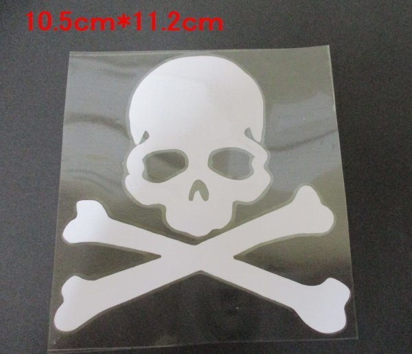 【新品・即決】 白 スカル ドクロ ステッカー デカール PVC 10.5cm-11.2cm_画像1