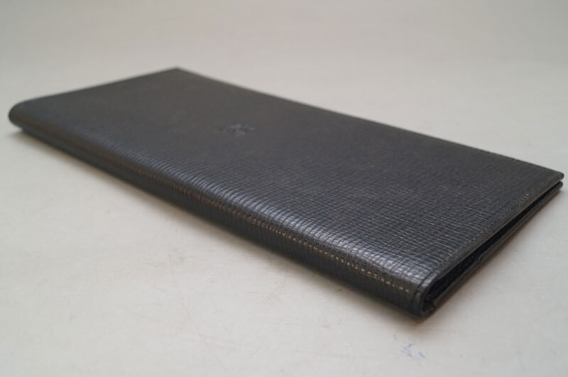 yc31-LOEWE ロエベ アナグラム 長財布 ブラック レザー 二つ折 札入れ カード ウォレット スペイン製_画像3