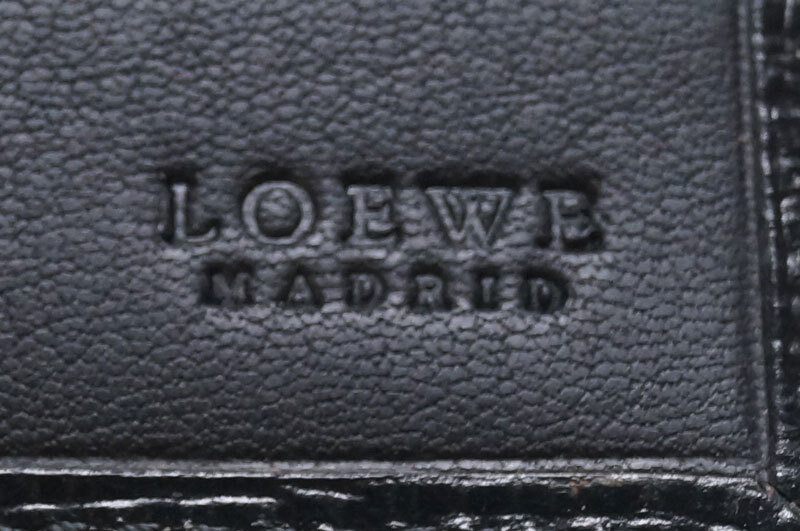 yc31-LOEWE ロエベ アナグラム 長財布 ブラック レザー 二つ折 札入れ カード ウォレット スペイン製_画像7