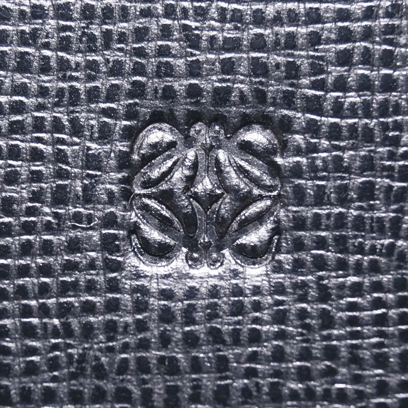 yc31-LOEWE ロエベ アナグラム 長財布 ブラック レザー 二つ折 札入れ カード ウォレット スペイン製_画像6