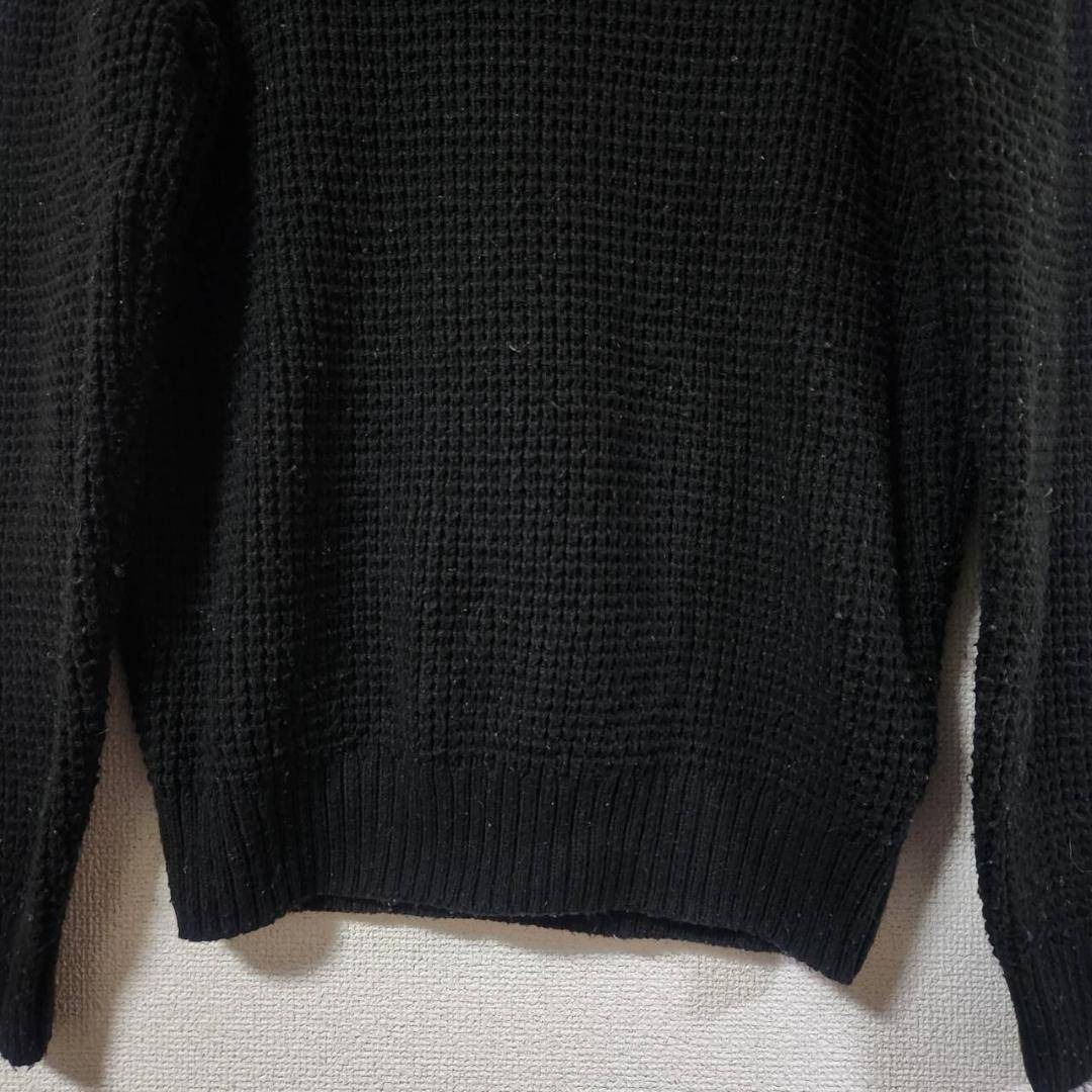 ユニクロ セーター ブラック クルーネック ニット M 編み地 重ね着 秋冬_画像6
