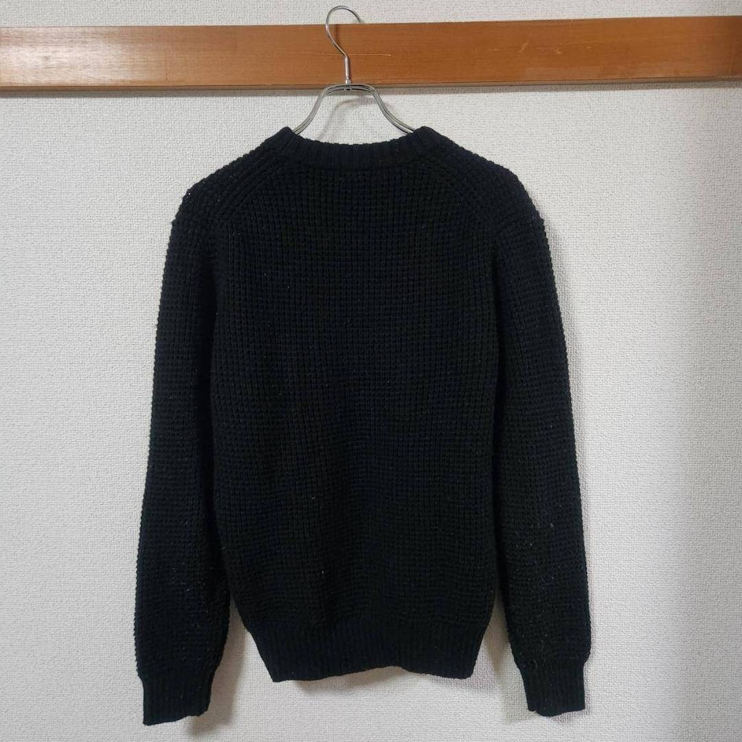 ユニクロ セーター ブラック クルーネック ニット M 編み地 重ね着 秋冬_画像7