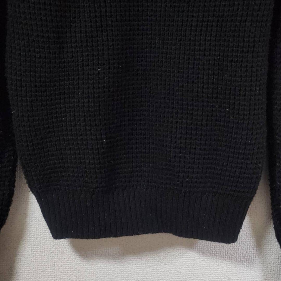 ユニクロ セーター ブラック クルーネック ニット M 編み地 重ね着 秋冬_画像10