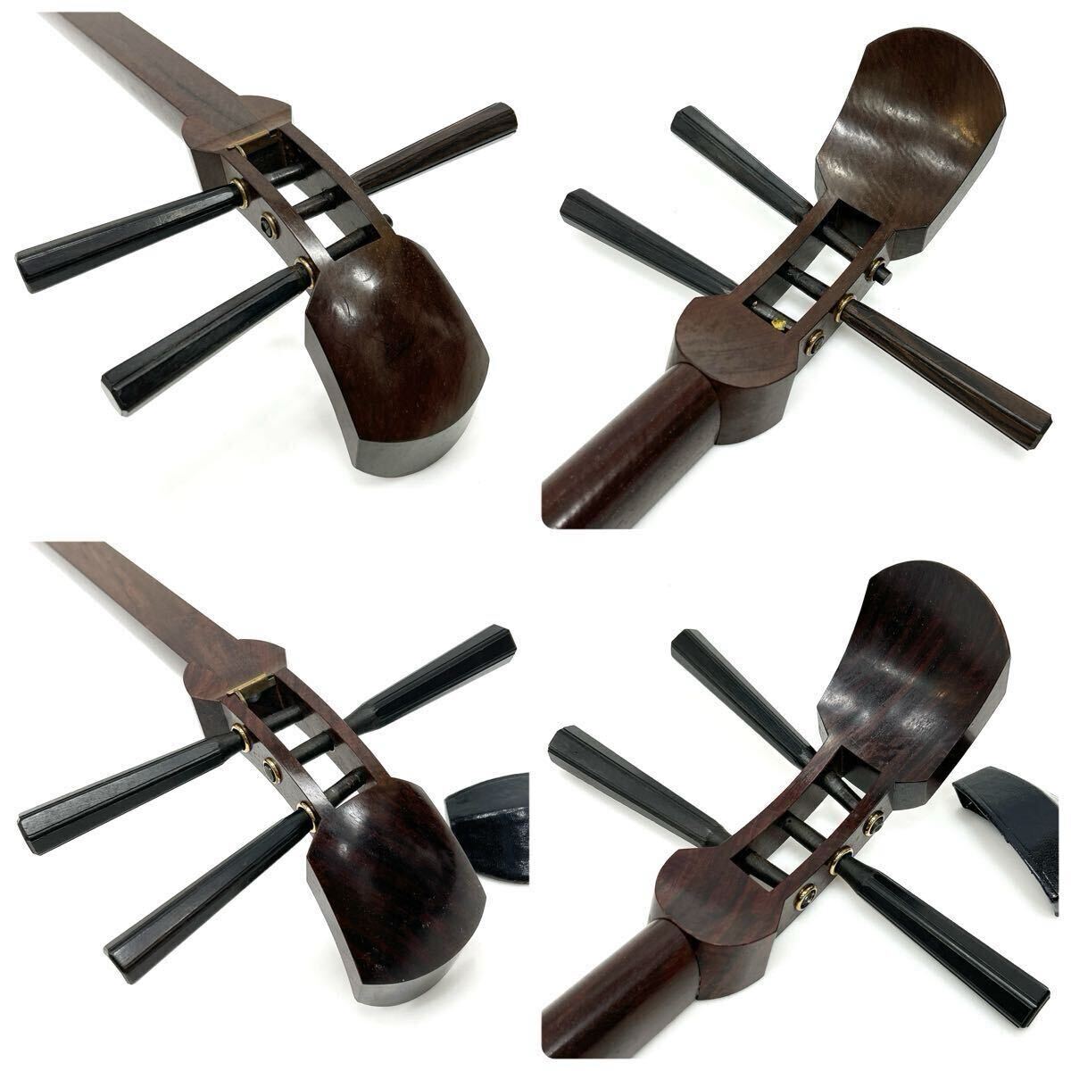 三味線 細棹 紅木 金細 他 2点まとめ 一本溝 綾杉胴 和楽器 民謡 arc川1105_画像5