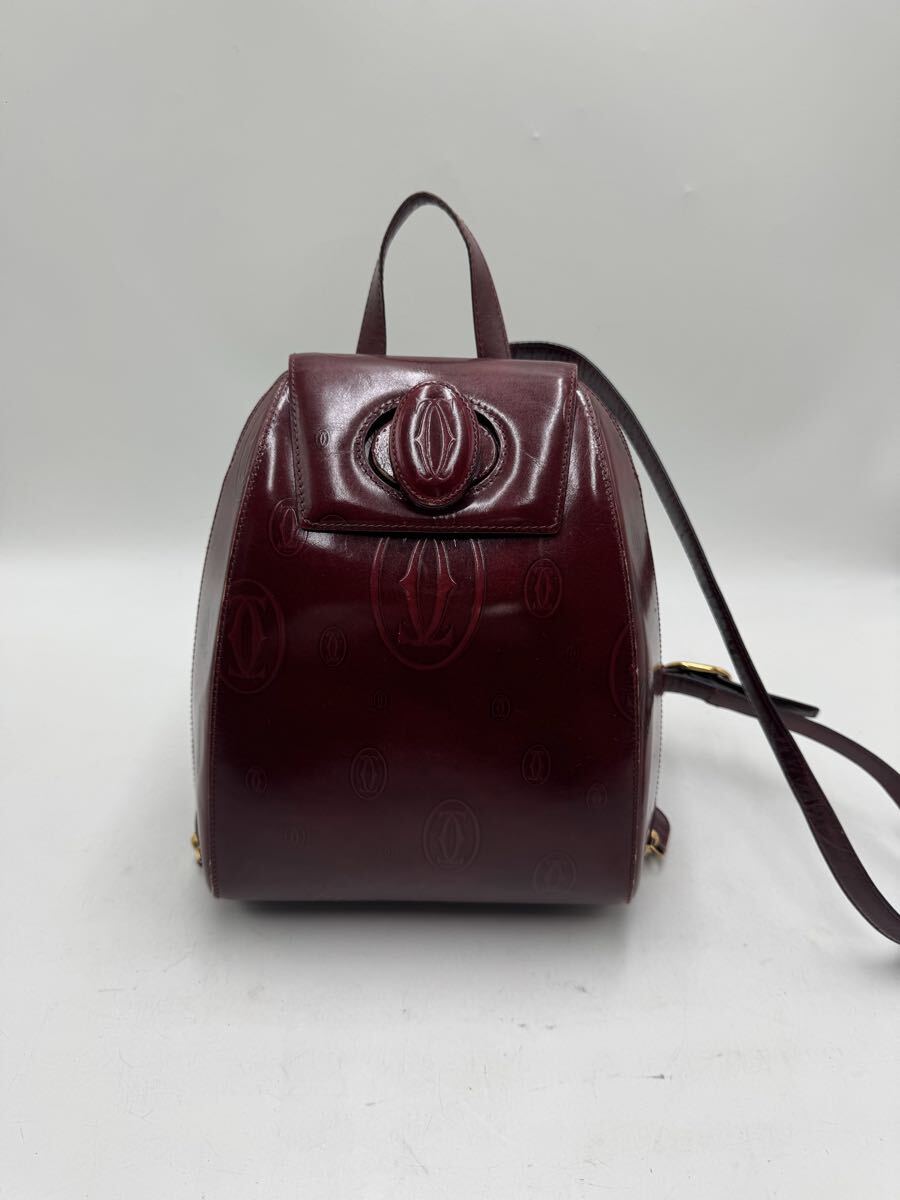 ☆ Cartier カルティエ ハッピーバースデー ボルドー パテントレザー リュックサック_画像1