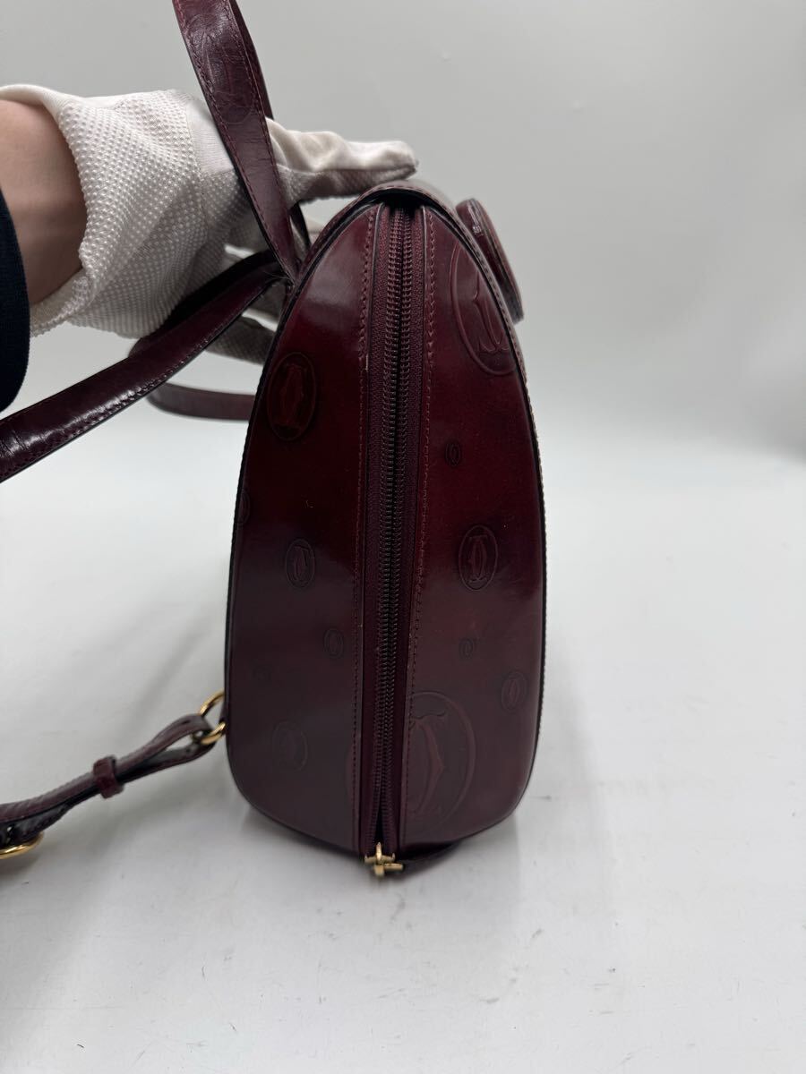 ☆ Cartier カルティエ ハッピーバースデー ボルドー パテントレザー リュックサック_画像4