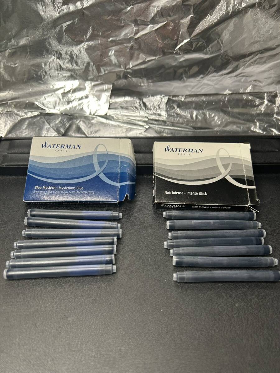 WATERMAN PARIS Bleu Mystere Mysterious Blue Noir Intense Intense Black 黒 青 万年筆 替え芯 昭和 アンティーク まとめ売り_画像3