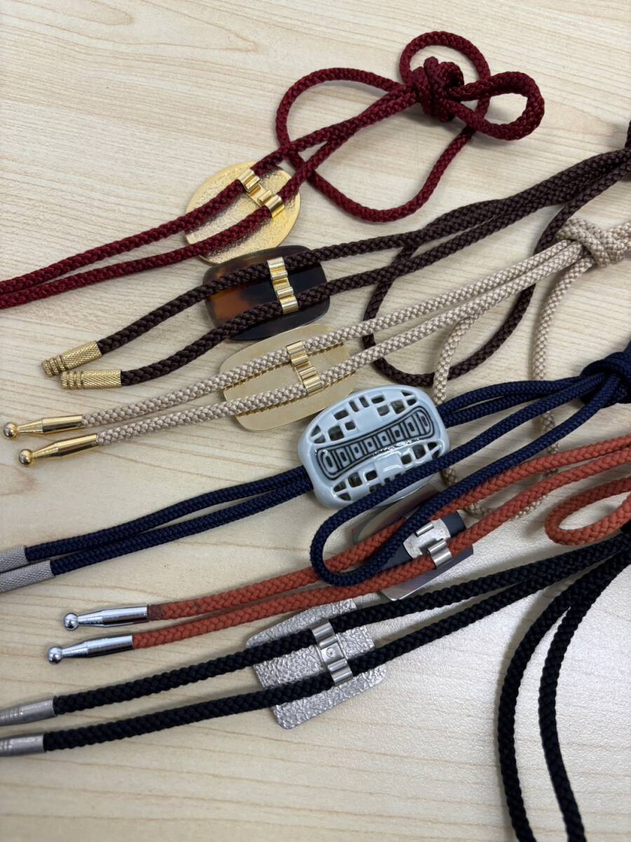 ループタイ 6点 まとめ売り 美品 約58㎝ 昭和レトロ 陶器 べっ甲 紳士 メンズ 小物 おしゃれ 服飾小物 アクセサリー loop Poler tie_画像6
