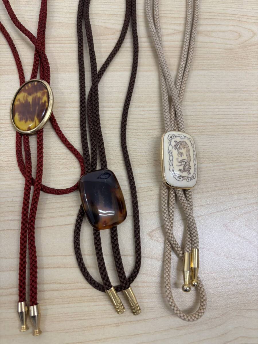 ループタイ 6点 まとめ売り 美品 約58㎝ 昭和レトロ 陶器 べっ甲 紳士 メンズ 小物 おしゃれ 服飾小物 アクセサリー loop Poler tie_画像4