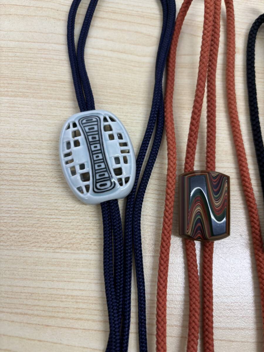 ループタイ 6点 まとめ売り 美品 約58㎝ 昭和レトロ 陶器 べっ甲 紳士 メンズ 小物 おしゃれ 服飾小物 アクセサリー loop Poler tie_画像2