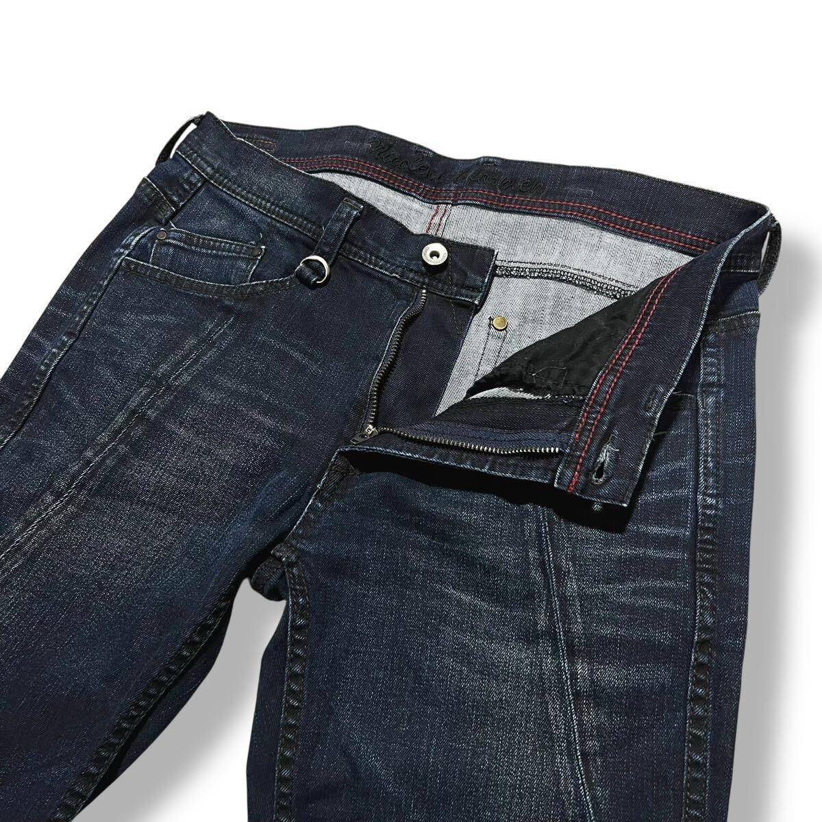 濃紺 ニコルクラブフォーメン スリムテーパード ストレッチ デニム パンツ サイズ46 メンズ ジーンズ 美品_画像1