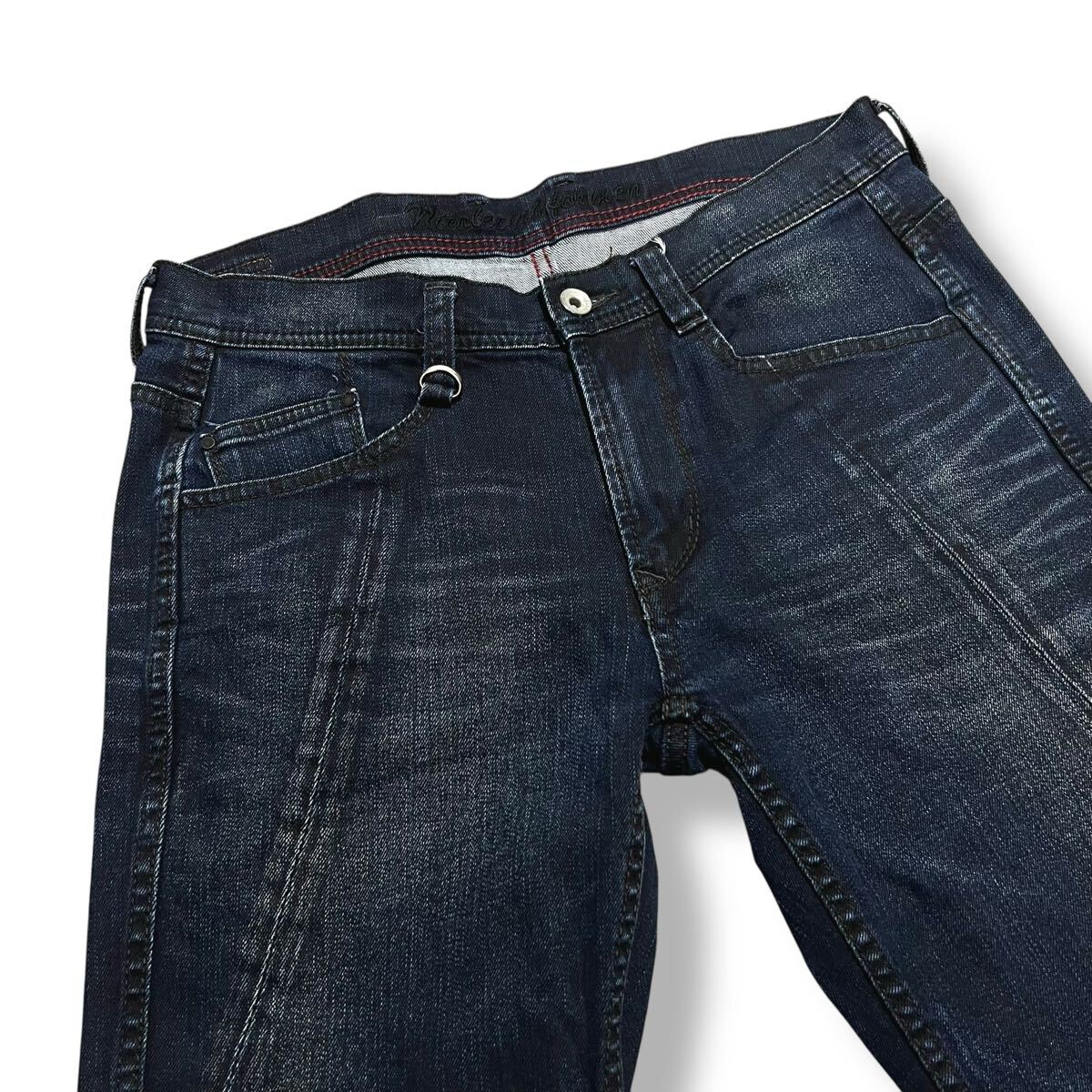 濃紺 ニコルクラブフォーメン スリムテーパード ストレッチ デニム パンツ サイズ46 メンズ ジーンズ 美品_画像4