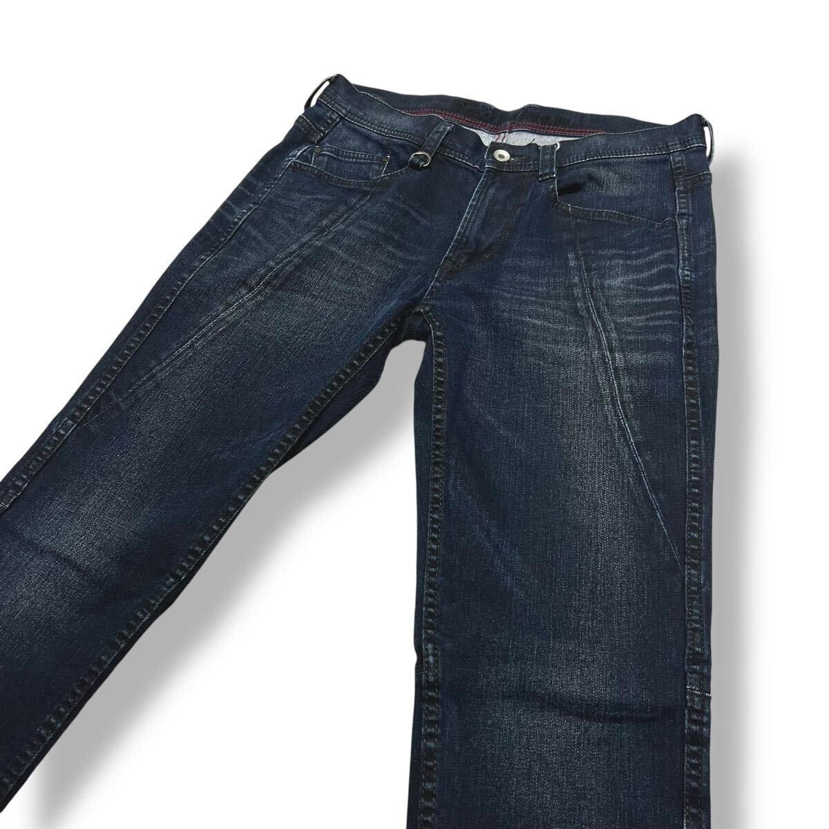 濃紺 ニコルクラブフォーメン スリムテーパード ストレッチ デニム パンツ サイズ46 メンズ ジーンズ 美品_画像7