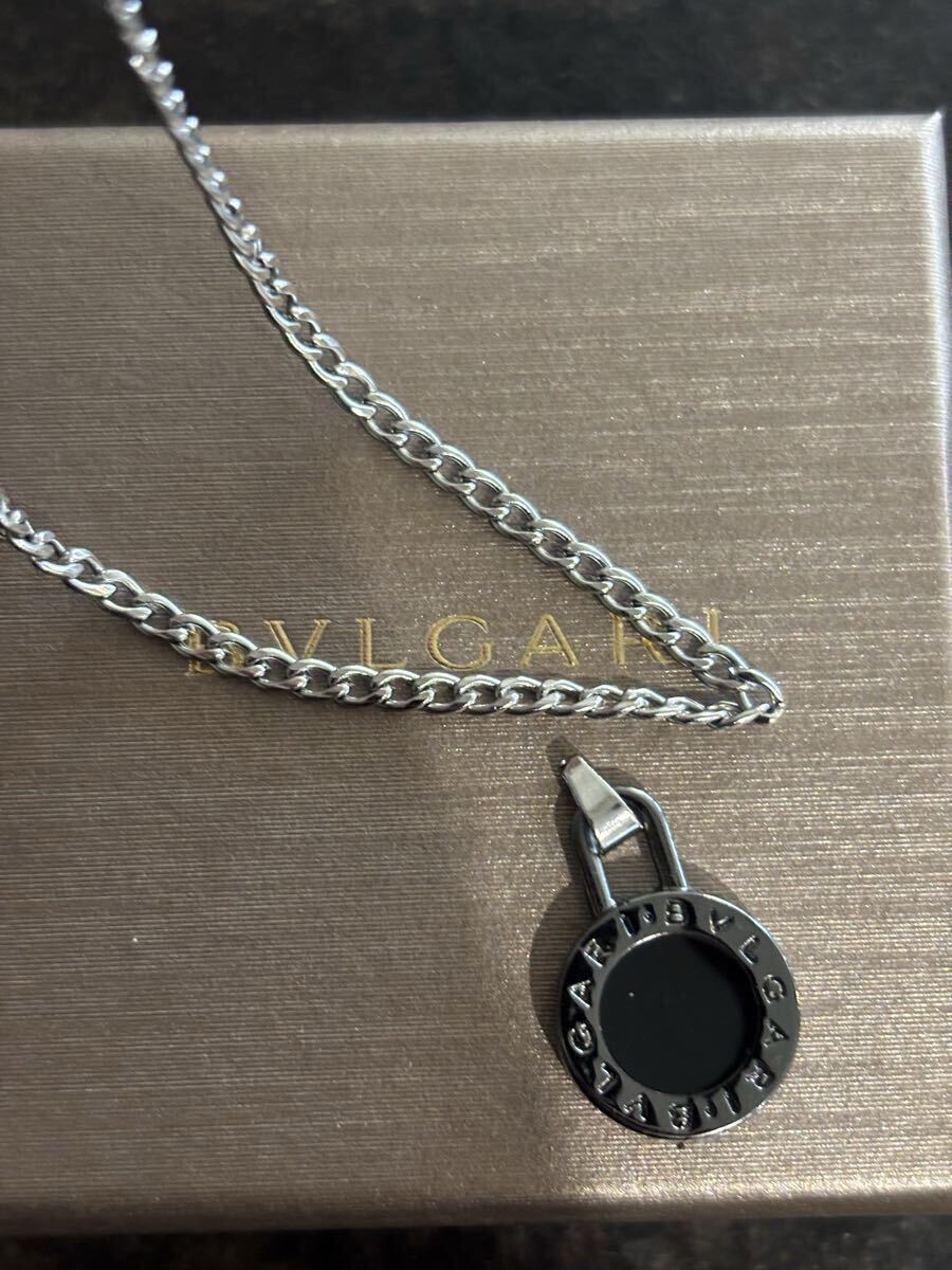 新品未使用 BVLGARI ブルガリ チャーム ネックレス ステンレス シルバー 50cm ギフト プレゼント_画像1