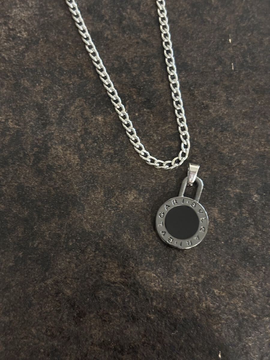 新品未使用 BVLGARI ブルガリ チャーム ネックレス ステンレス シルバー 50cm ギフト プレゼント_画像3