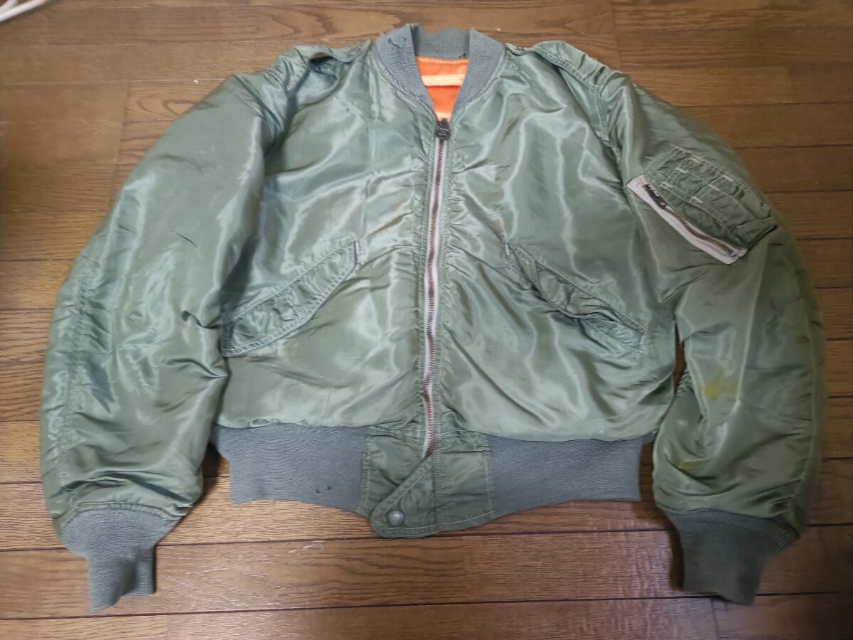 スペシャル! 60s ビンテージ ミリタリー L2-B フライトジャケット ステンシル M USA MA-1 B-15 G-1 A-2 N3-B 50s 大戦 米軍実物_画像2