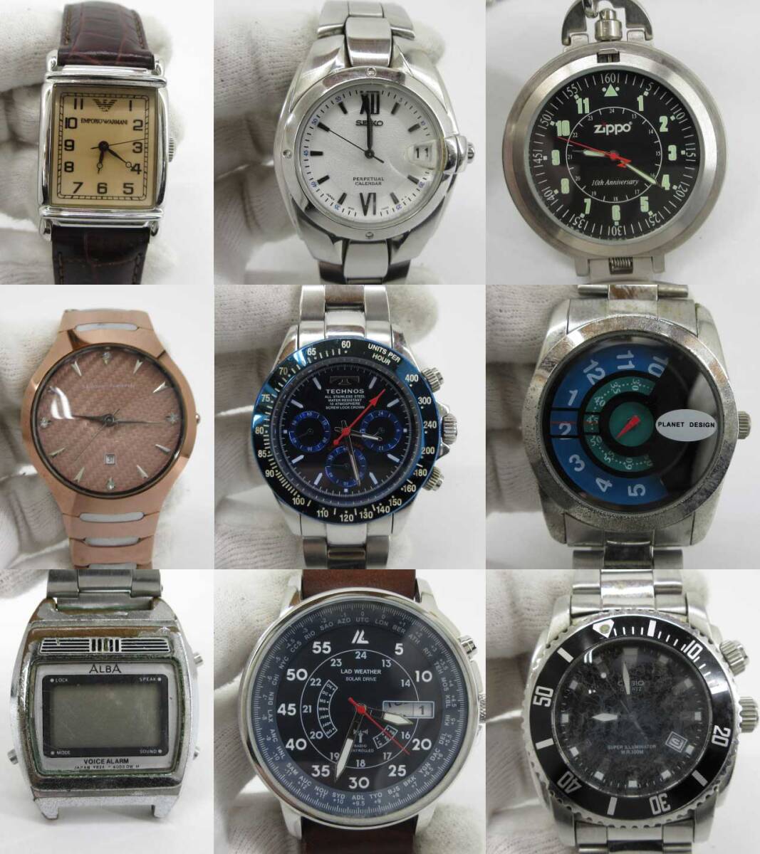 s61063-ap [送料950円]ジャンク▼CASIO PRO TREK G-SHOCK SEIKO CITIZEN EMPORIO ARMANI その他ブランド 腕時計 21点セット [155-251119]_画像2