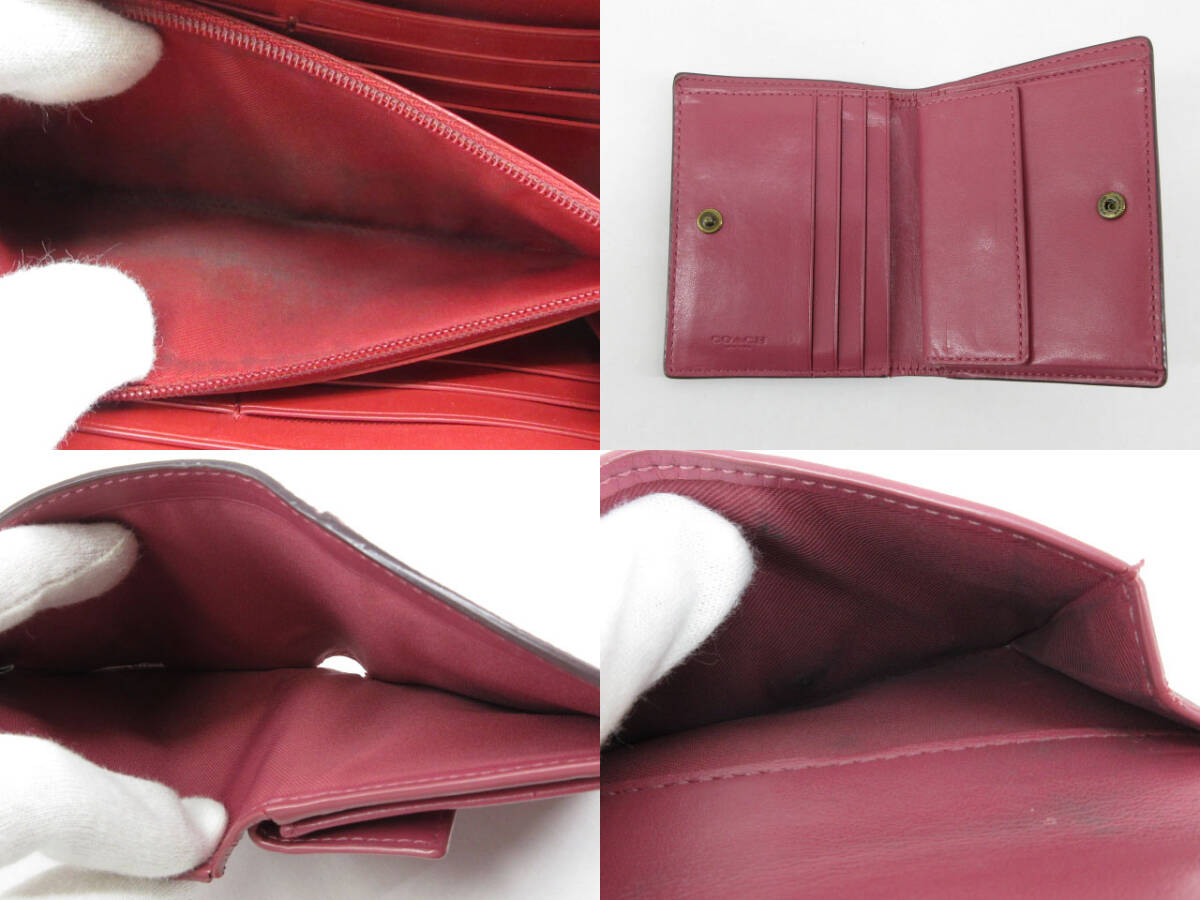 s61074-ap [送料950円]ジャンク▼COACH コーチ 長財布 ロングウォレット 折り財布 ショートウォレット シグネチャー 無地 6点[170-251121]_画像8